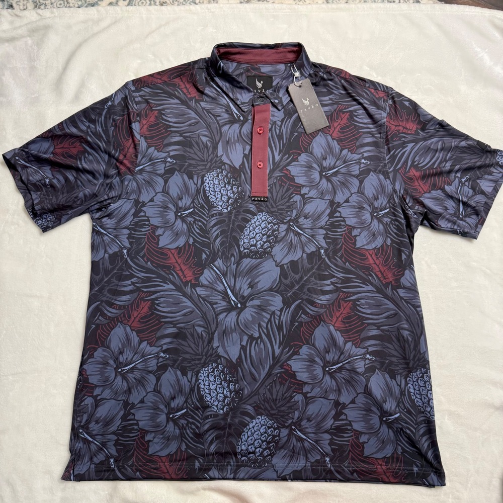 Pavao Men's Golf Polo‎ Moisture Wicking UV Protection Tropical Short Sleeve XL